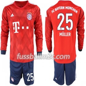 Fußballtrikots FC Bayern München Müller 25 Kinder Heim Trikotsatz 2018-2019 Langarm